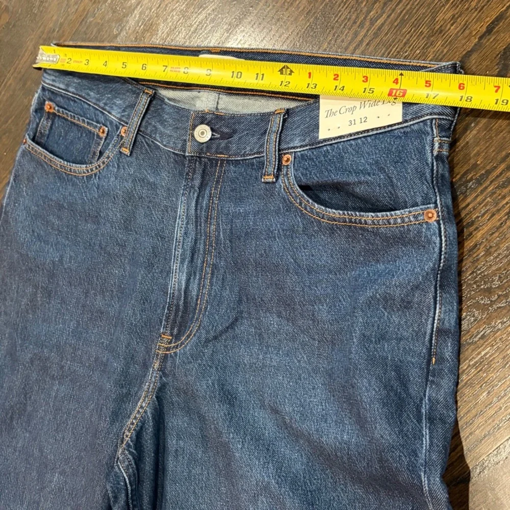 Abercrombie & Fitch Wide Leg Jeans Women‎ 31 12 Blue High Rise Crop Denim 35x26